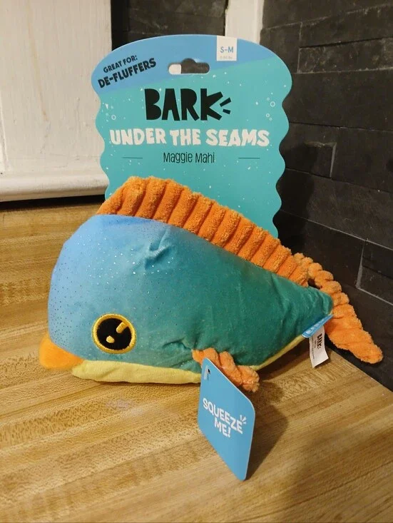 Barkbox Multi Colored Fish Dog Toy NWT W/Squeaker & Crinkle Sound