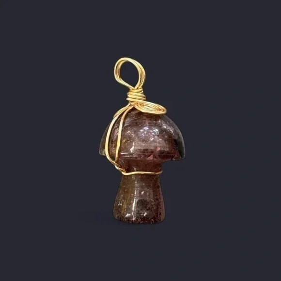 Strawberry Quartz Wire Wrapped Mushroom Pendant