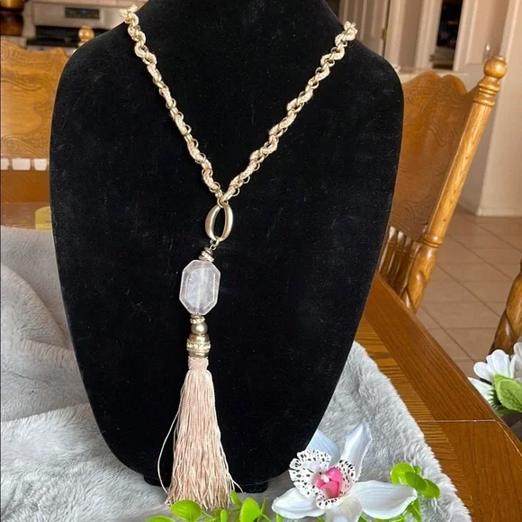 Chico's Gold and Cream Tassel Necklace