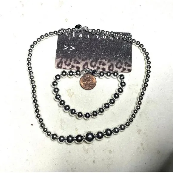 ^ Beaded Necklace and Bracelet Set