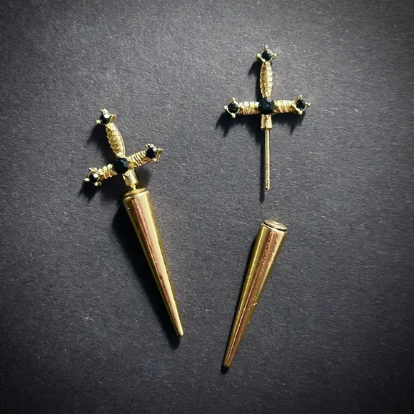 Gold Cross Stud Earrings