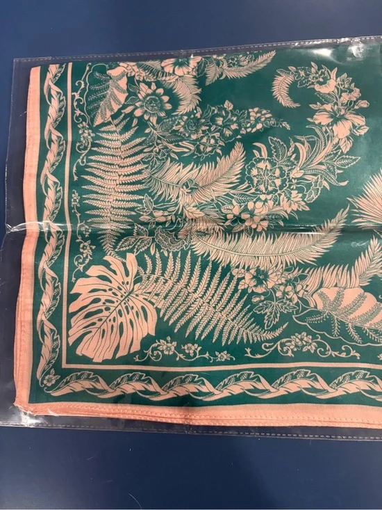 Teal and pink silk scarf