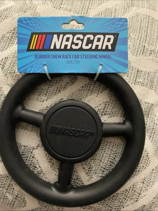 Nascar Black Rubber Race Car Steering Wheel Dog Toy