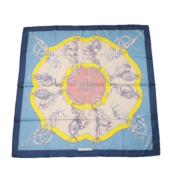 HERMES Blue Silk Scarf