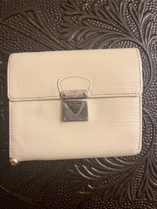Louis Vuitton Cream Epi Leather Small Wallet with Silver-Tone Lock