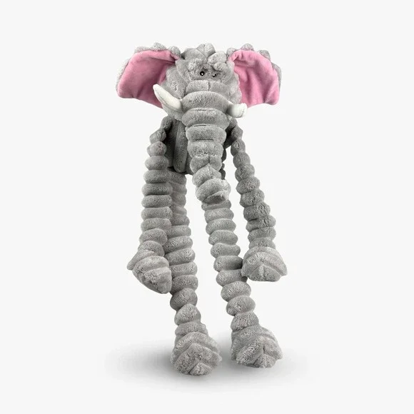 Nandog‎ XL Elephant Dog Toy Gray Pink Ribbed Plush Squeaky Extra Large 25 Inch