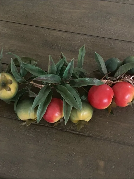 Vintage Faux Fruit Swag Braided Rope Garland Pomegranate Persimmon Kitchen Decor