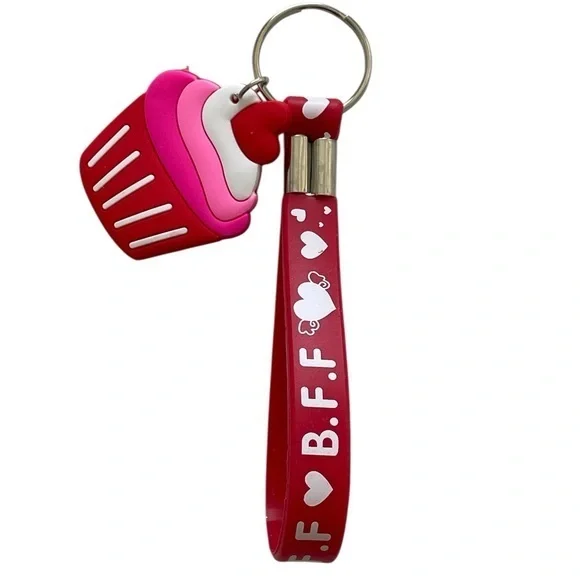 Red Cupcake B.F.F. Keychain