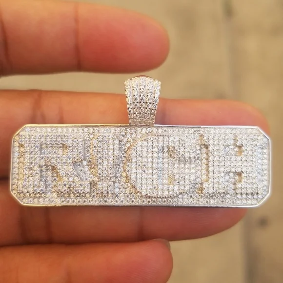 Sterling Silver 925 Rhodium finish Rich Pendant