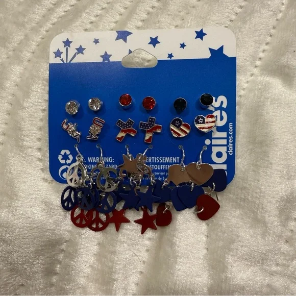 10 for $10 Claire's Kids Patriotic Earring Set - Red, Blue, Silver