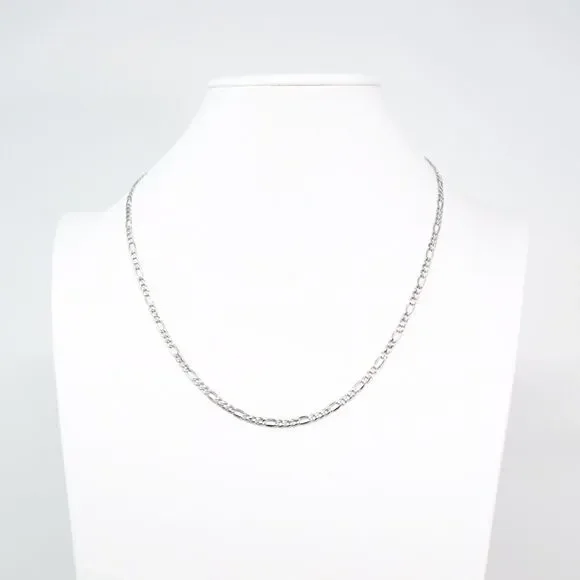 14k White Gold Figaro Chain. 20 inches
