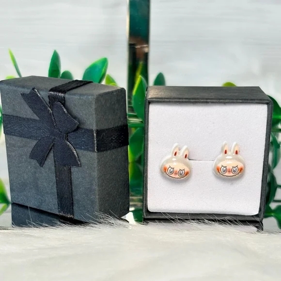 Cute‎ Gray Monster Character Stud Earrings
