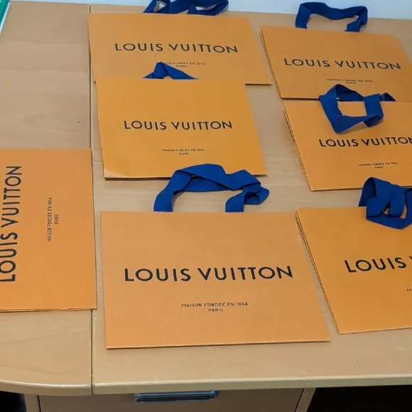 Louis Vuitton Orange Bags with Blue Handles