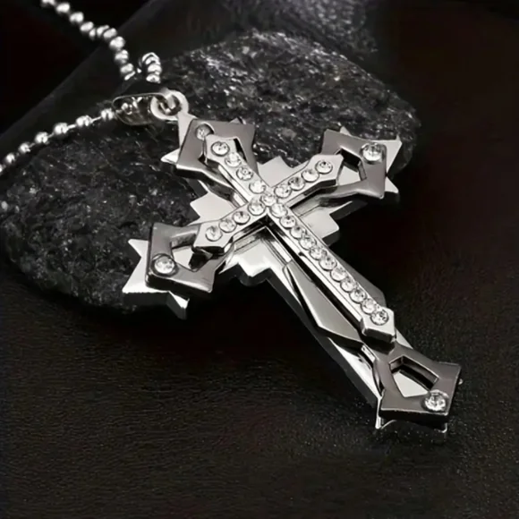 Silver Cross Pendant Chain Necklace