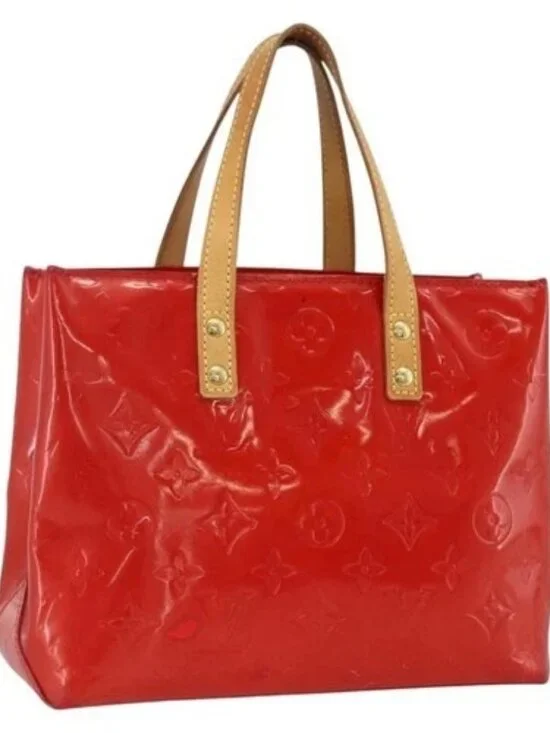 LOUIS VUITTON Monogram Vernis Reade PM Hand Bag Red Rouge M91088 LV Auth BA11260