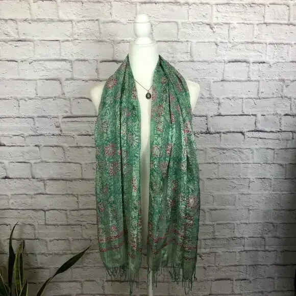 Boho silk rectangle scarf
