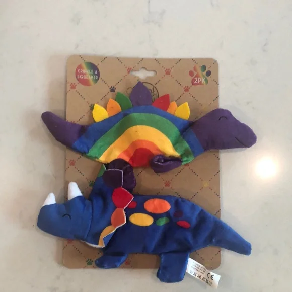Dinosaur Dog Toy Set - Blue and Purple