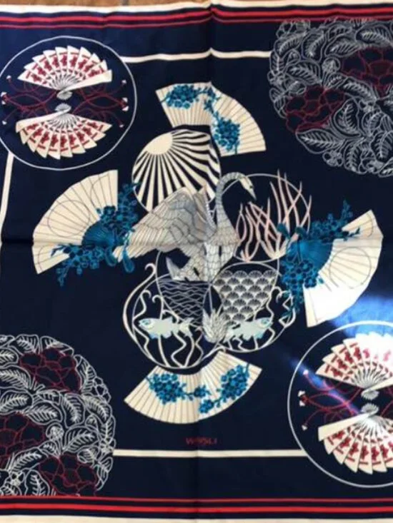 Wensli silk scarf Japanese Fans