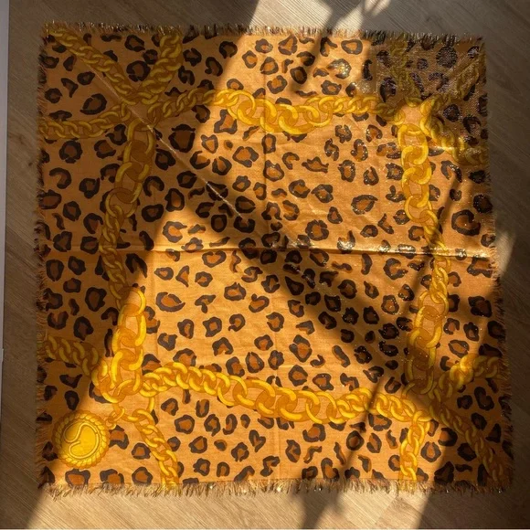 St. John Knits Silk Scarf - Leopard/Chain Print 33