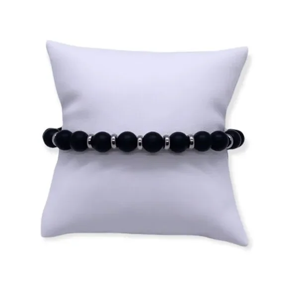 NWT Wool + Pepper Co. Mens Matte Black & Sterling Silver Bracelet
