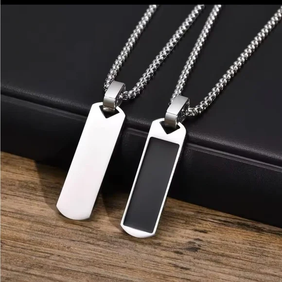 Black Square Enamel Necklaces for Men