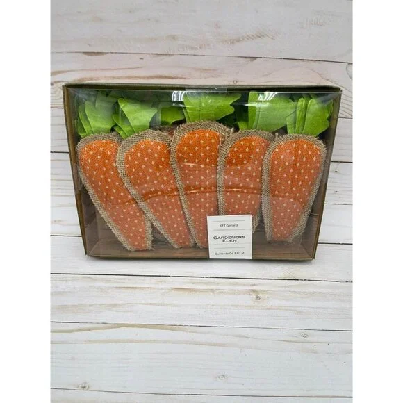 Spring Burlap Carrot 6 ft garland Burlap raw edges NEW Easter decor