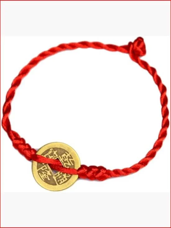 Red String Lucky Coin Charm Bracelet Protection Good Luck Wealth