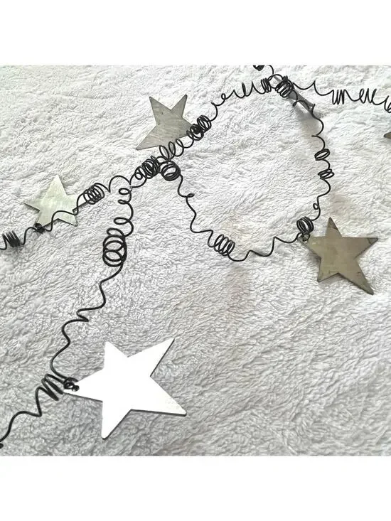 Handcrafted Garland Metal Stars on Coiled Wire 2-43