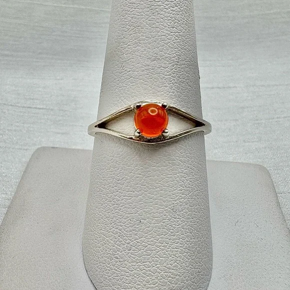 S925 Round Carnelian Ring