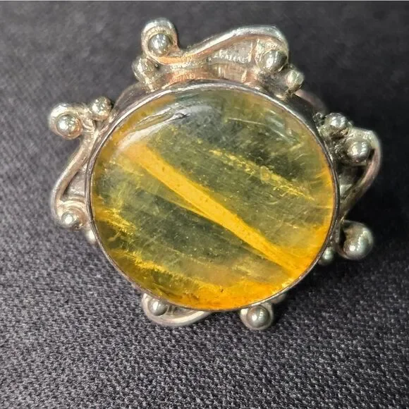 🐢 Vintage golden rutilated quartz ring set in sterling silver. Vintage Chic!