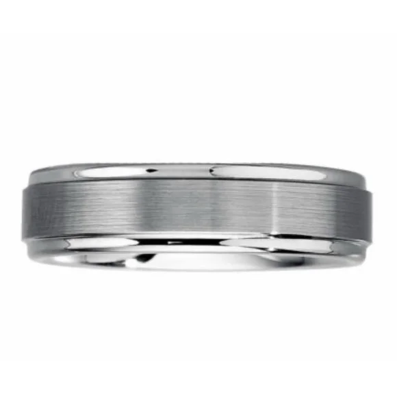 Tungsten 8MM Men’s Carbide Brushed Stepped Edge Wedding Band Size 8