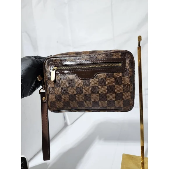 Louis Vuitton Damier Ebene Billets Macao Wristlet Brown