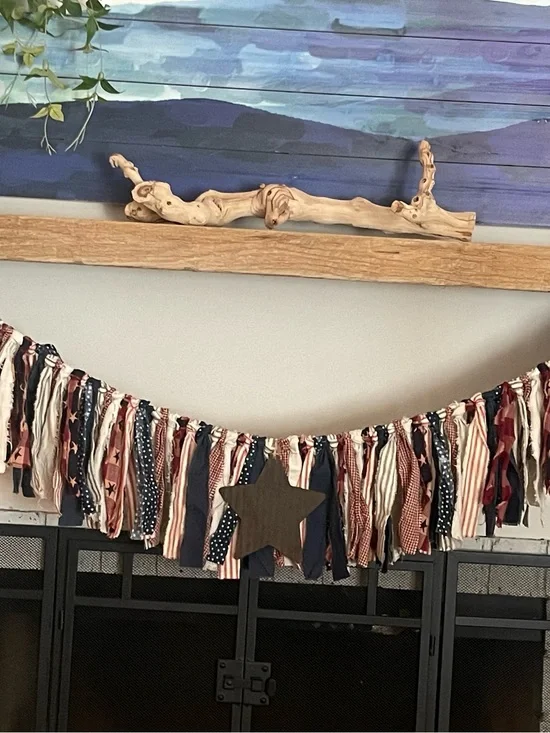 4th of July Patriotic Rag Tie Garland