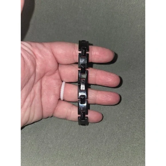 Mens Black Rectangular Link Bracelet