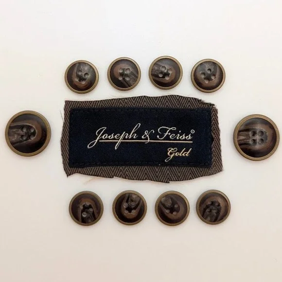 Joseph & Feiss Replacement Suit Buttons Blazer Sport Coat Set of 10 Gold Brown