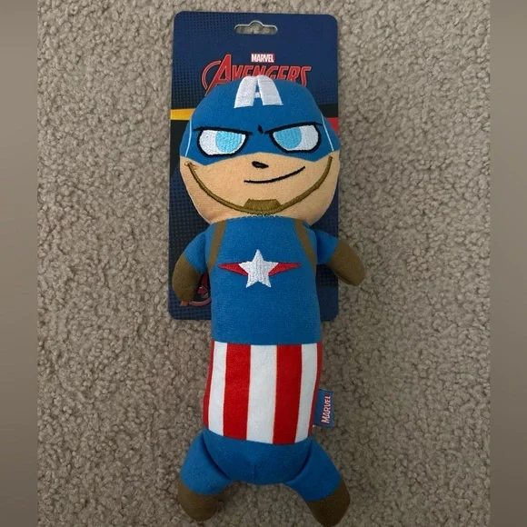 New Marvel Captain America Plush Dog Clinker & Squeaker Dog Toy approx 8״