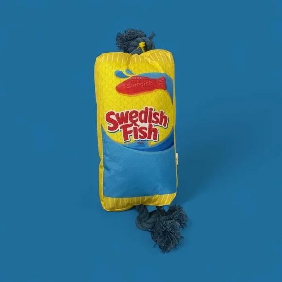 Swedish Fish Dog Toy Plush Crinkle Rope 12