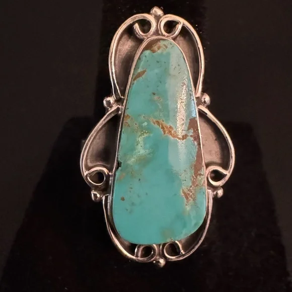 Genuine Turquoise and Sterling Silver‎ Ring