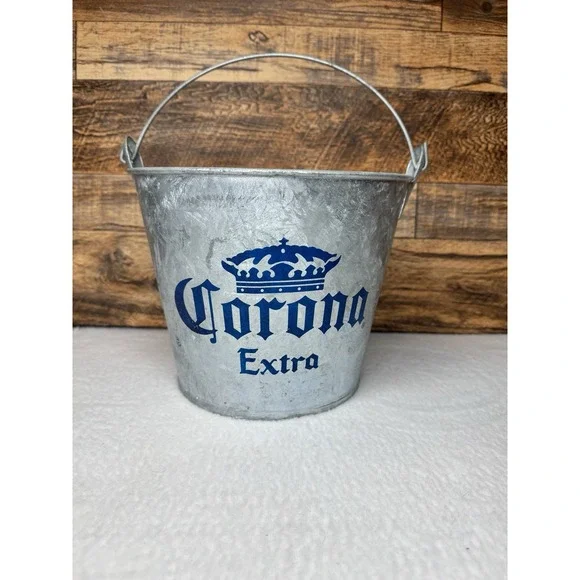 Corona Extra Beer Ice Bucket‎ 5 Qt. Galvanized Metal Party Bucket Vintage