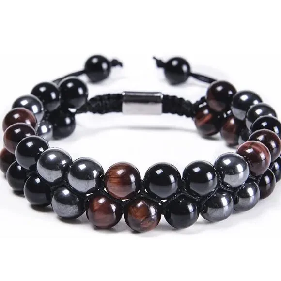 Triple Protection Bracelet Fashion Crystal Bracelet for Men Women Tiger Eye Bead