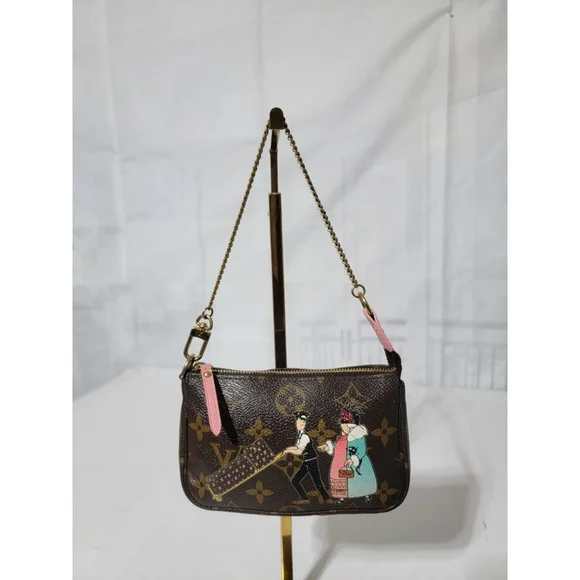 LOUIS VUITTON Monogram Illustre Mini Pochette Accessories Brown