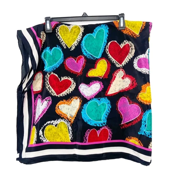 Vintage Linda Dano Silk Over-sized Scarf Multi-colored Scarf
