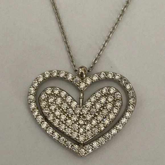 💗 Reversible spinning 925 silver heart necklace