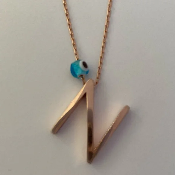 925 Silver letter N evil eye necklace