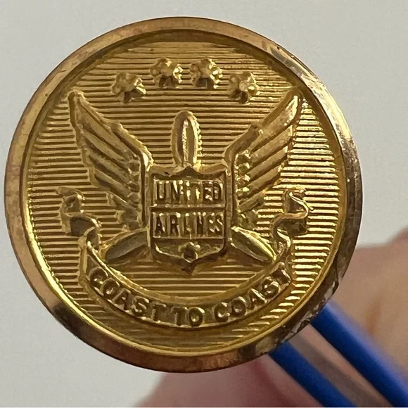 Waterbury Co. Conn United Airlines Stamped Gold Cufflinks Set of 2 Unisex