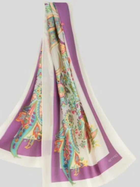 Etro Embroidered Silk Blend Scarf - NWT