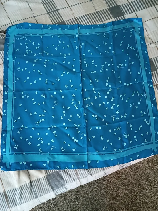 Coach Blue Floral Silk Scarf