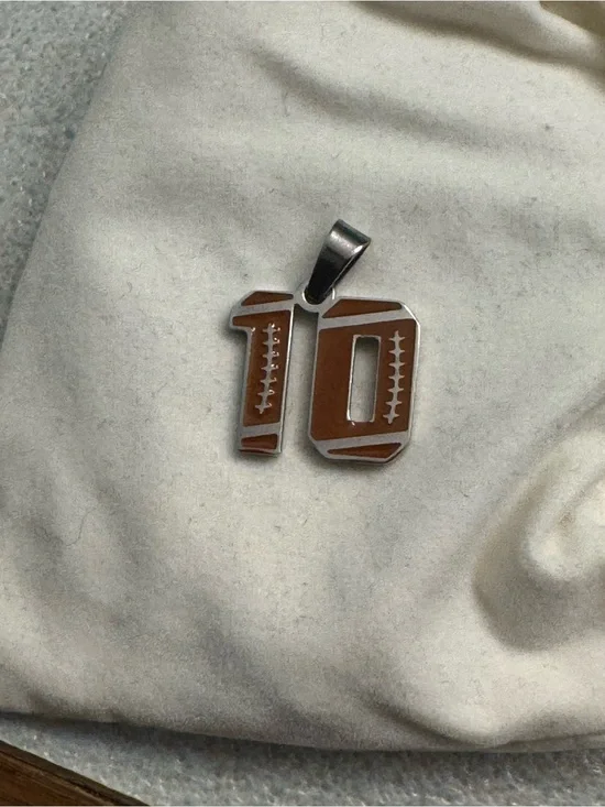 Brown and Silver Number 10 Pendant Necklace Charm Accessories