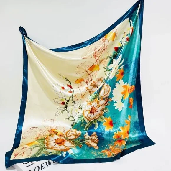 Elegant Multicolor Scarf feels like silk, but is polyester