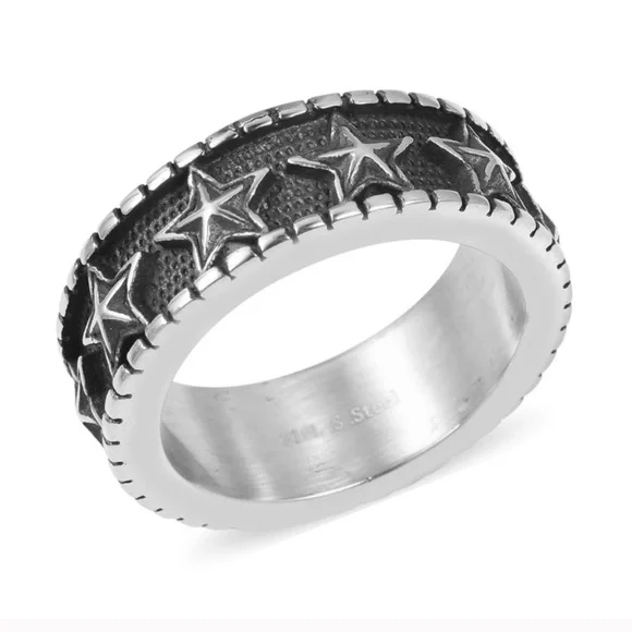 Black Oxidized Stainless Steel Eternity Band Men's